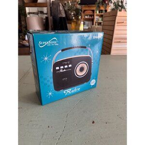 NWB Supersonic Retro Portable Bluetooth Speaker SC-1201BT With AM/FM Radio & USB